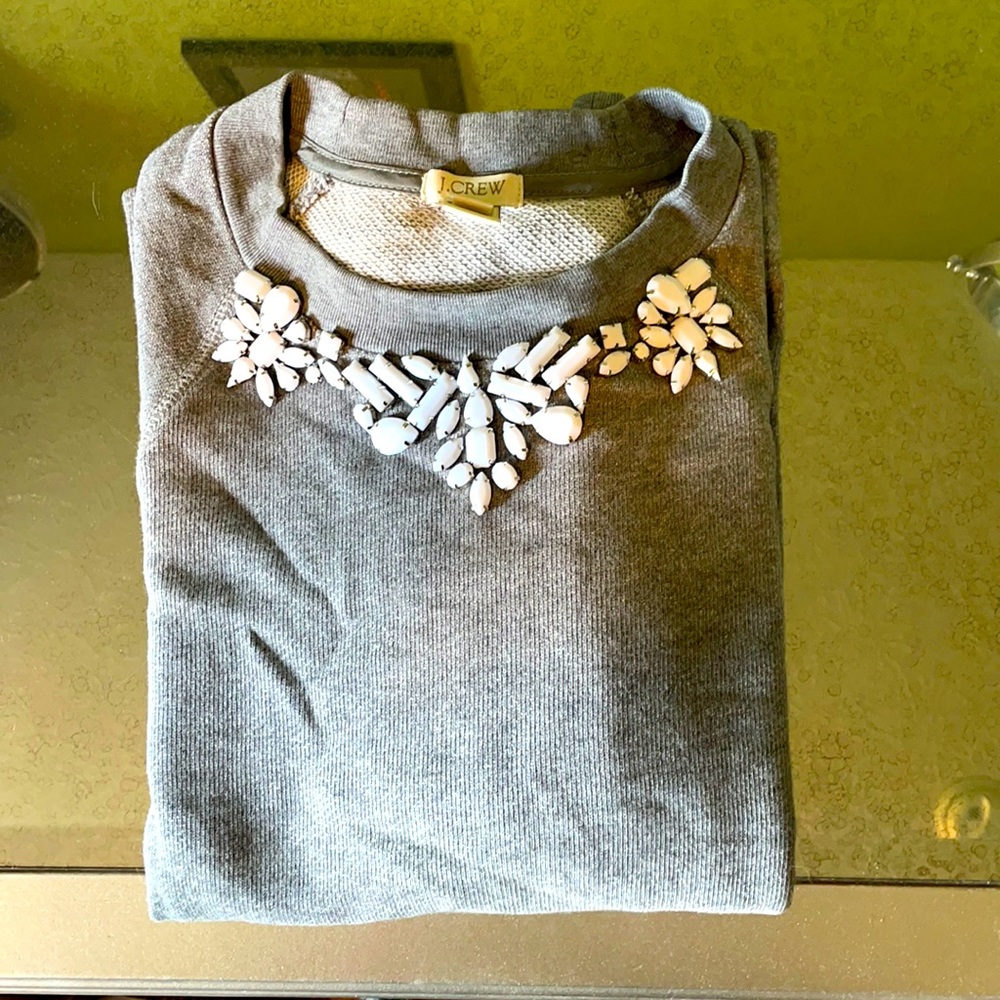 NWOT J.Crew sweatshirt with white beaded detail.
